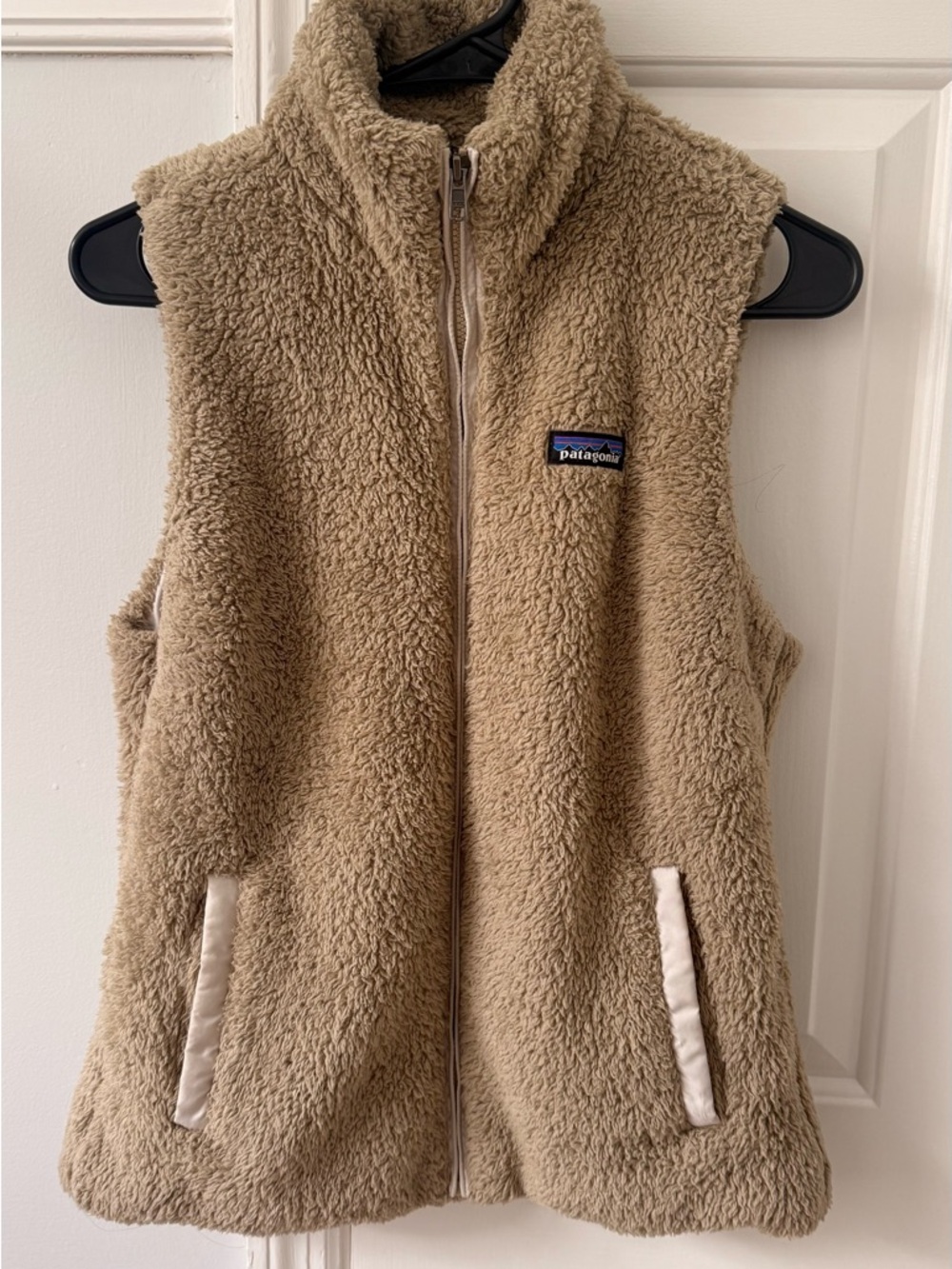 Patagonia Tan Sherpa Fleece Vest with Zip